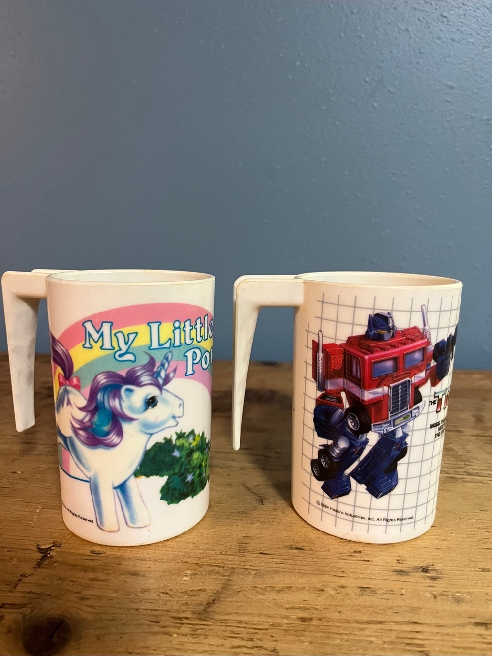 My Little Pony & Transformer Kids 1984 Hasbro Vintage cups